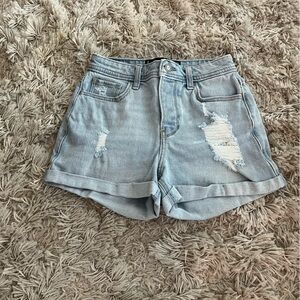 Hollister Women's Distressed Light Blue Jean Shorts